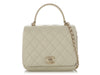 Chanel Mini Cream Quilted Calfskin Top Handle Crossbody