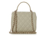 Chanel Mini Cream Quilted Calfskin Top Handle Crossbody