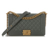 Chanel Old Medium Gray Quilted Lambskin Boy Bag