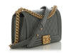 Chanel Old Medium Gray Quilted Lambskin Boy Bag