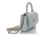 Chanel Nano Light Blue Quilted Caviar Coco Handle Clutch with Chain