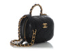 Chanel Small Black Quilted Lambskin CC Bubble Vanity Case with Chain