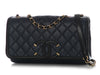 Chanel Medium Navy and Black Quilted Caviar CC Filigree Flap