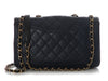 Chanel Medium Navy and Black Quilted Caviar CC Filigree Flap