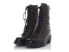 Chanel Dark Gray Diamond Quilted Chain Combat Boots