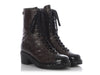 Chanel Dark Gray Diamond Quilted Chain Combat Boots