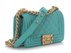 Chanel Small Turquoise Quilted Lambskin Boy Bag