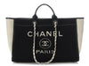 Chanel Black and White Wool Deauville Tote GM