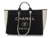 Chanel Black and White Wool Deauville Tote GM