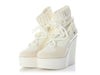 Chanel Off-White Tweed, Nylon, and Leather Runway Wedge Platform Boots