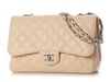 Chanel Jumbo Beige Quilted Caviar Classic Single Flap