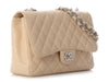 Chanel Jumbo Beige Quilted Caviar Classic Single Flap