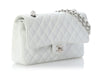 Chanel Medium/Large White Quilted Caviar Classic Double Flap