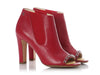 Chanel Red Leather Open-Toe Chain Ankle Boots