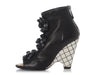 Chanel Black Lambskin Camellia Wedge Booties