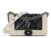 Chanel Black and Cream Glazed Calfskin Boy Bag
