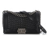 Chanel Old Medium Black Braided Calfskin Boy Bag