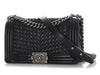 Chanel Old Medium Black Braided Calfskin Boy Bag
