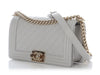 Chanel Old Medium Quilted Gray Caviar Boy Bag