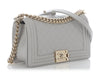 Chanel Old Medium Quilted Gray Caviar Boy Bag