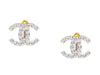 Chanel Medium Crystal Logo Clip Earrings