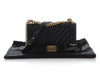 Chanel Old Medium Black Chevron-Quilted Caviar Boy Bag