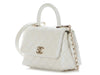 Chanel Extra Mini Iridescent White Quilted Caviar Coco Handle