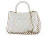 Chanel Extra Mini Iridescent White Quilted Caviar Coco Handle