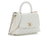 Chanel Extra Mini Iridescent White Quilted Caviar Coco Handle