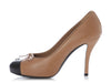 Chanel Beige and Black Cap-Toe Pumps