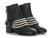 Chanel Black Calfskin Pearl and Chain Short Boots