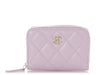 Chanel Light Purple Quilted Caviar Zipped Coin Purse