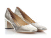 Chloe Metallic Gray Scalloped Lauren Pumps