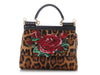 Dolce and Gabbana Leopard-Print Pony Hair and Embroidered Rose Sicily