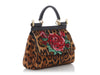 Dolce and Gabbana Leopard-Print Pony Hair and Embroidered Rose Sicily