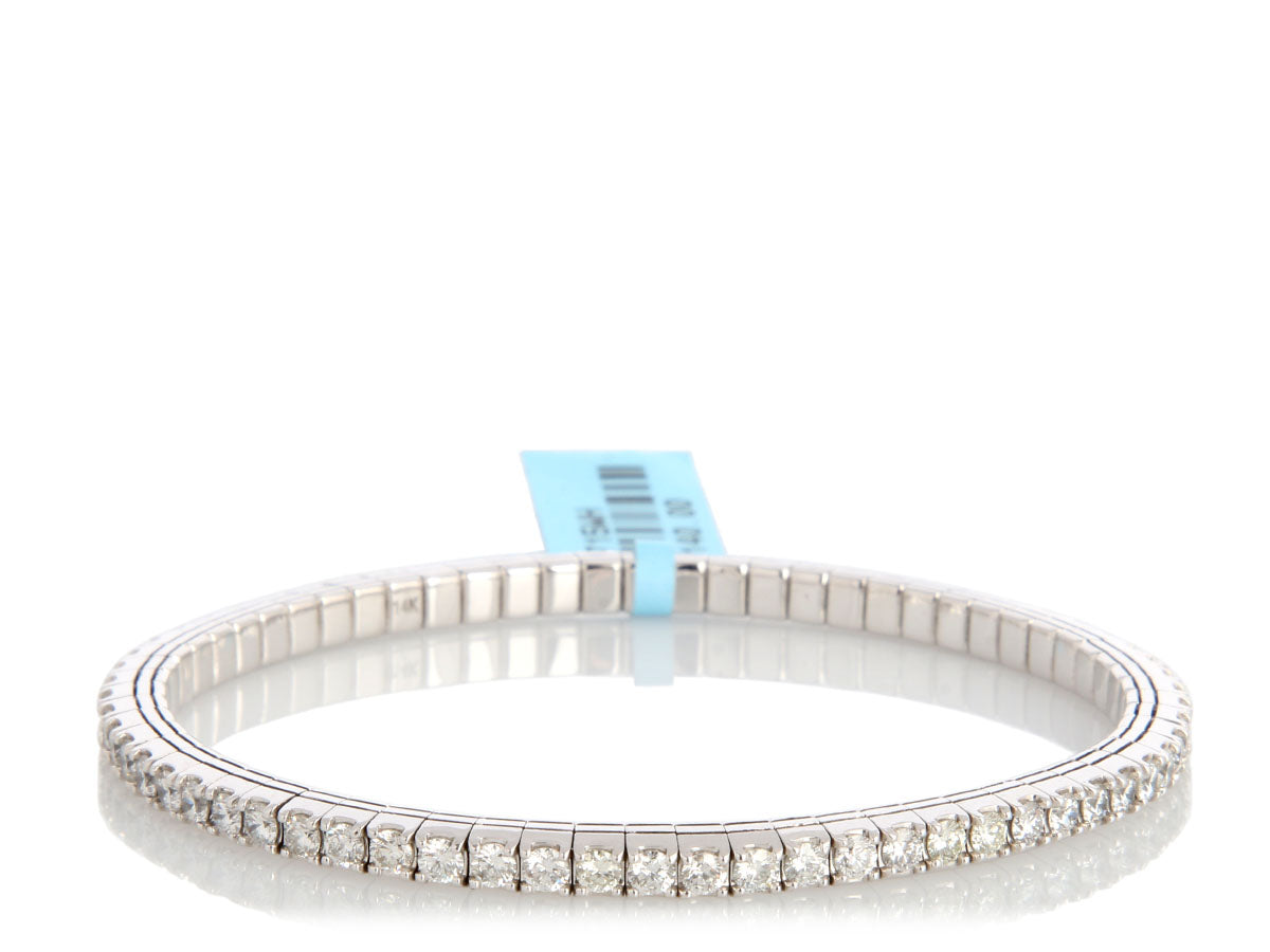 14K White Gold 3.84-Carat Diamond Stretch Bangle
