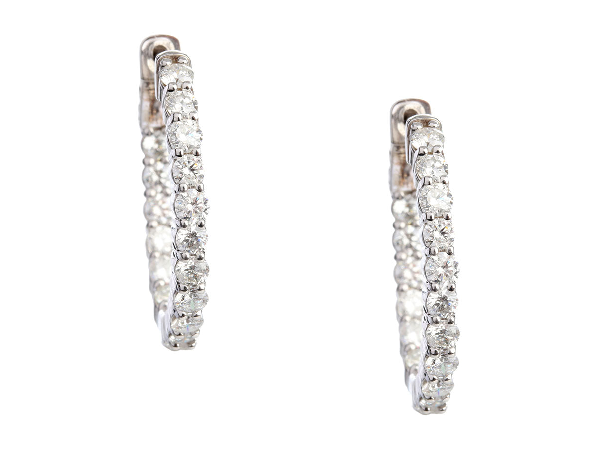 14K White Gold 2.04-Carat Diamond Inside-Out Hoops