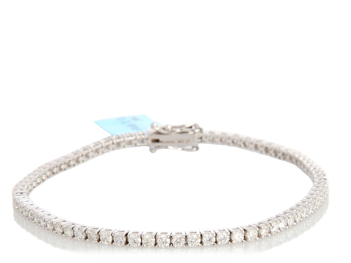 14K White Gold 2.91-Carat Diamond Tennis Bracelet