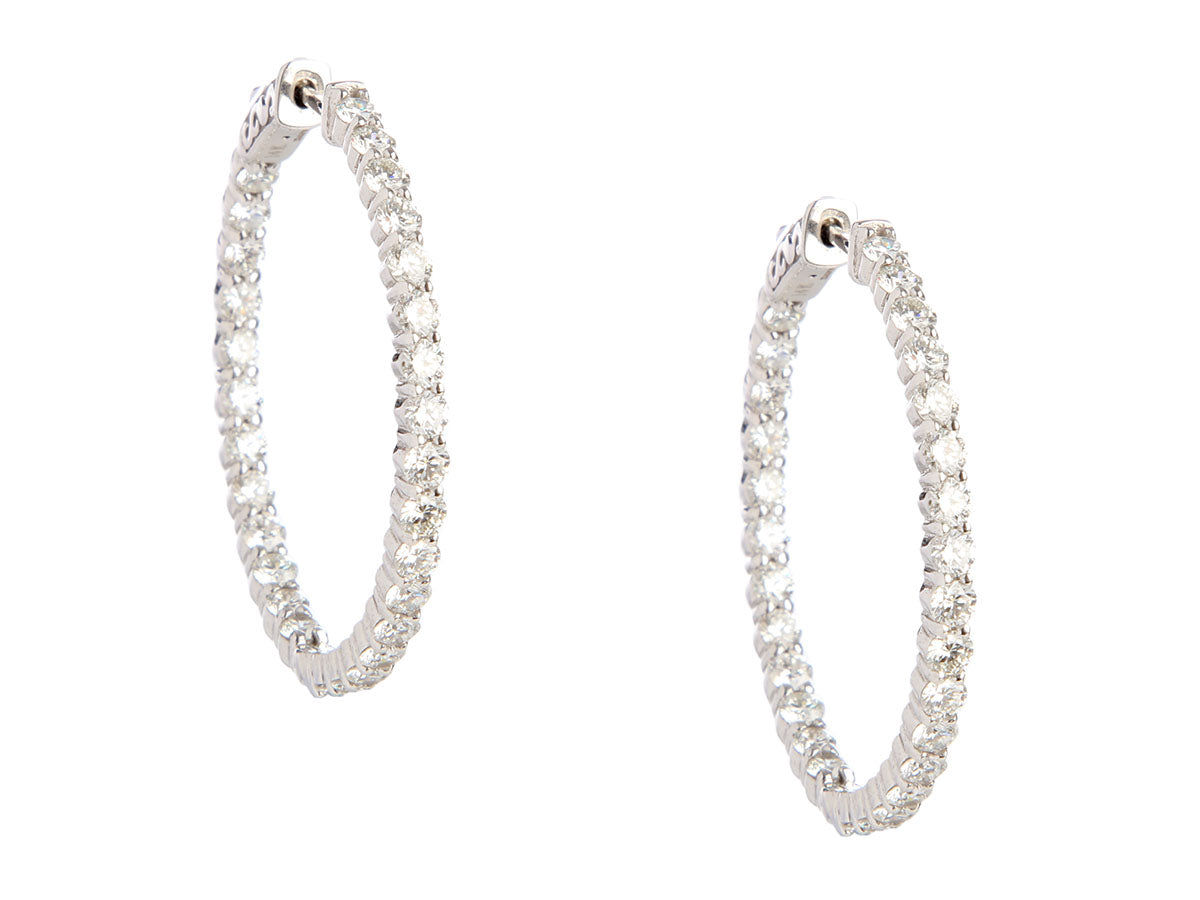 14K White Gold 3.0-Carat Diamond Inside Out Hoops