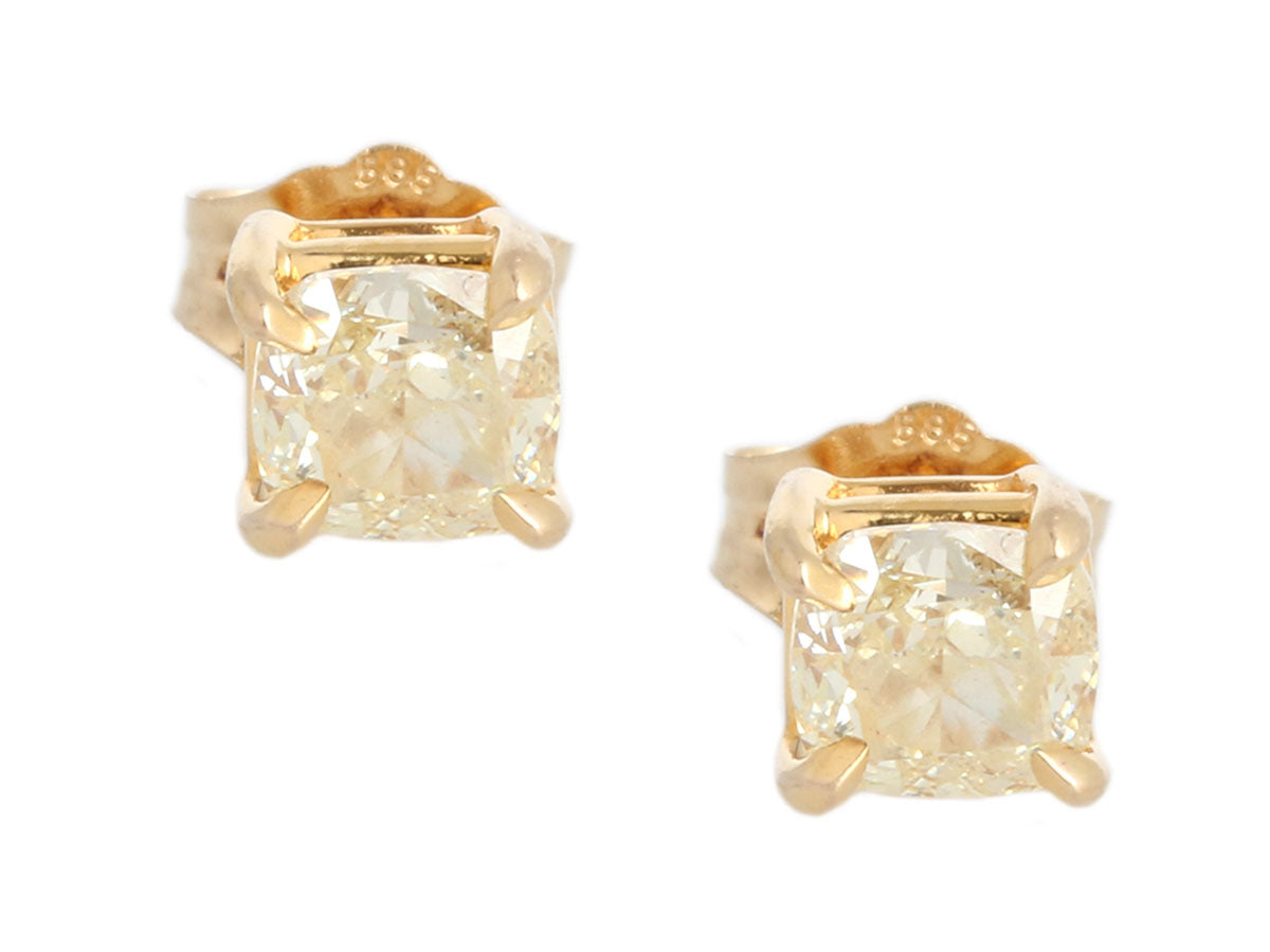 18K Yellow Gold 1.07-Carat Radiant Yellow Diamond Studs