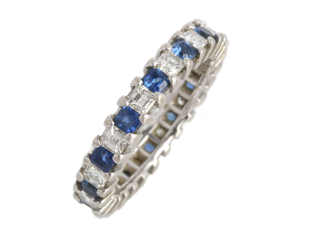 18K White Gold 1.68-Carat Diamond and Sapphire Eternity Band