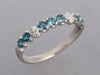 14K White Gold Blue Topaz and Diamond Tiny Skull Band