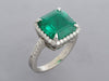 14K White Gold 6-Carat Colombian Emerald and Diamond Ring