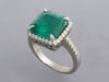 14K White Gold 6-Carat Colombian Emerald and Diamond Ring