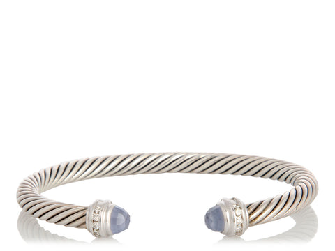 David Yurman Chalcedony and Diamond Cable Classic Bracelet