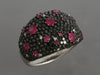 Effy 14K White Gold Black Diamond, White Diamond, and Ruby Dome Ring
