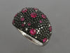 Effy 14K White Gold Black Diamond, White Diamond, and Ruby Dome Ring