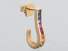 14K Yellow Gold Multicolor Rainbow J Hoops
