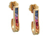 14K Yellow Gold Multicolor Rainbow J Hoops