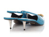 Gucci Blue Croc-Embossed Calfskin Square Slingback Pumps